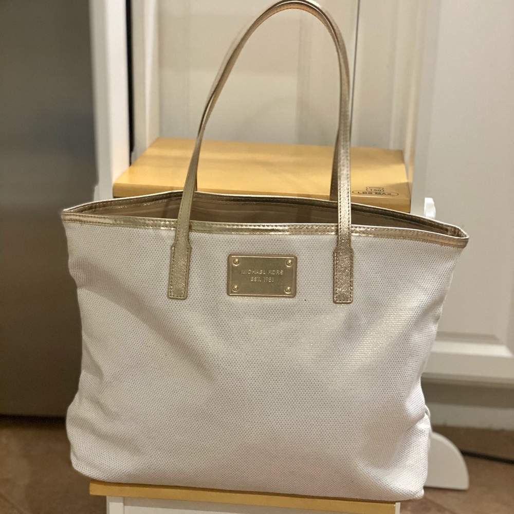 Authentic Michael Kors White Gold tote bag